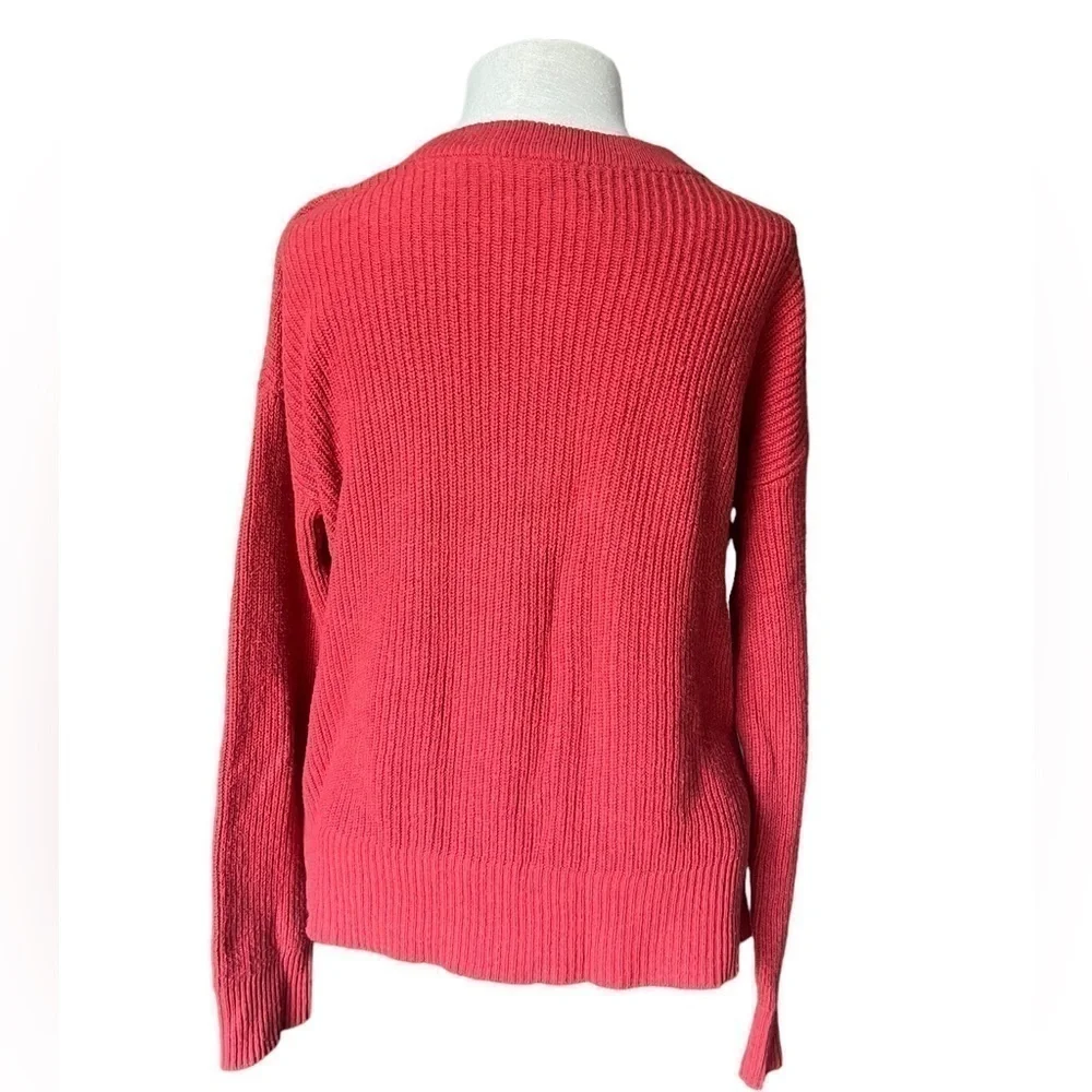 Madewell Chunky Knit Rust/Orange/Red Crew Neck Sweater, Size small. - Picture 2 of 10